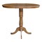 International Concepts Round 36 in Rd Top Pedestal Table, 12 in Leaf, 40.9 inH, Adjustable Height, Pecan, 36 W, 48 L, Wood K59-36RXT-6B-2 - alternate 3